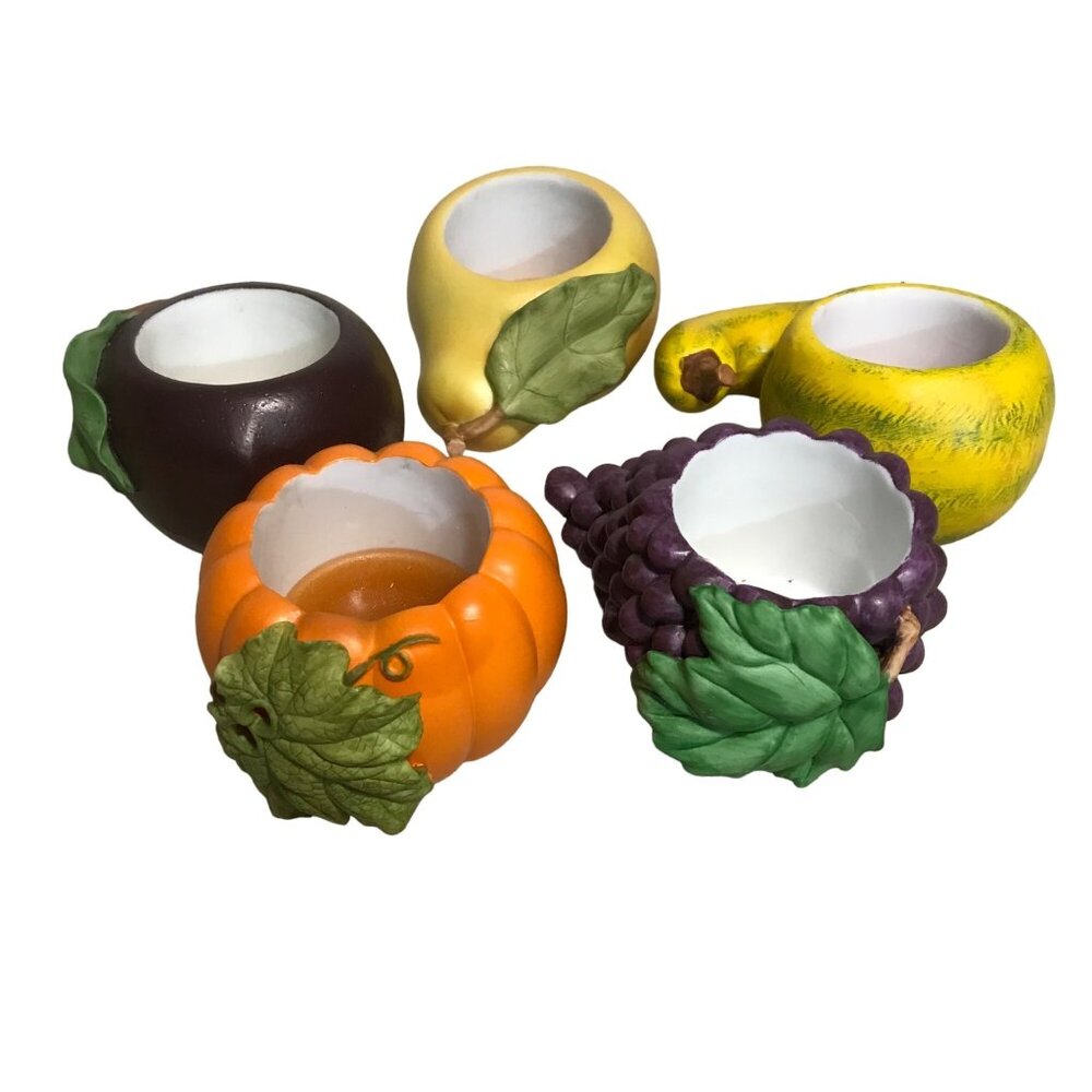Partylite Harvest Medley Tealight Holder Pear Plum Grapes Pumpkin Squash Box